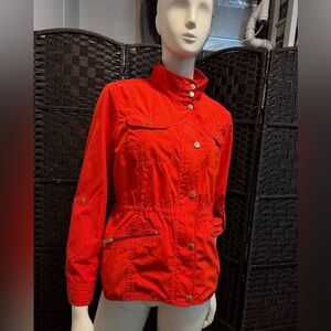 Land End red/orange utility jacket with gold hardware  M/P 10-12